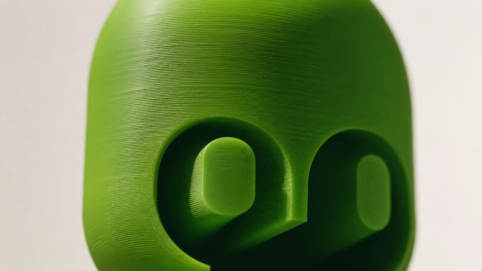 Detalhe macro das camadas e do acabamento de uma peça impressa em 3D